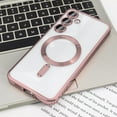 thumbnail image 1 of Plating Clear Wireless Cover For Samsung Galaxy S24 S23 S22 S21 S20 FE Ultra Plus Case Note 20 Ultra MagSafe Magnetic Shell Lens Pink For Galaxy S22 Plus, 1 of 5