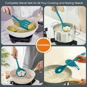 Vesteel 15-Piece Kitchen Utensils Set, Silicone Cooking Utensils with Holder, Non-stick Cookware Friendly & Heat Resistant - Teal Blue