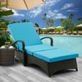 thumbnail image 1 of HOMREST Patio Chaise Lounge for Outside, Adjustable Rattan Pool Lounge Chair with Wheels and Thickened Cushion for Backyard Deck Porch Garden (Blue), 1 of 10