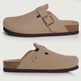 thumbnail image 4 of Crestar Genuine Suede Clogs for Women Men, Cork Footbed Leather Mules Potato Shoes Slip on with Arch Support, Apricot, 4 of 7