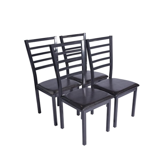 Pemberly Row Contemporary Set of 4 Stackable Metal Dining Chairs in Black