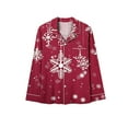 thumbnail image 6 of Bzhegqhd Women's Christmas Pajama Set Long Sleeve Lapel Tops and Pants Matching Loungewear Nightwear Sleepwear Comfortable Soft Set Holiday Gift Idea, 6 of 7