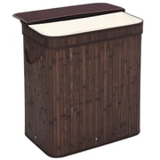 Foldable Bamboo Laundry Hamper with Removable Liner & Lid, 100L Storage Basket for Clothes, Bedding, Blankets, Handles for Easy Carry, Brown