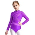 thumbnail image 3 of TTAO Girl's Full Body Dance Unitard Athletic Jumpsuit Active Bodysuit Biketard Tracksuit Figure Skating Outfit Purple 12, 3 of 5