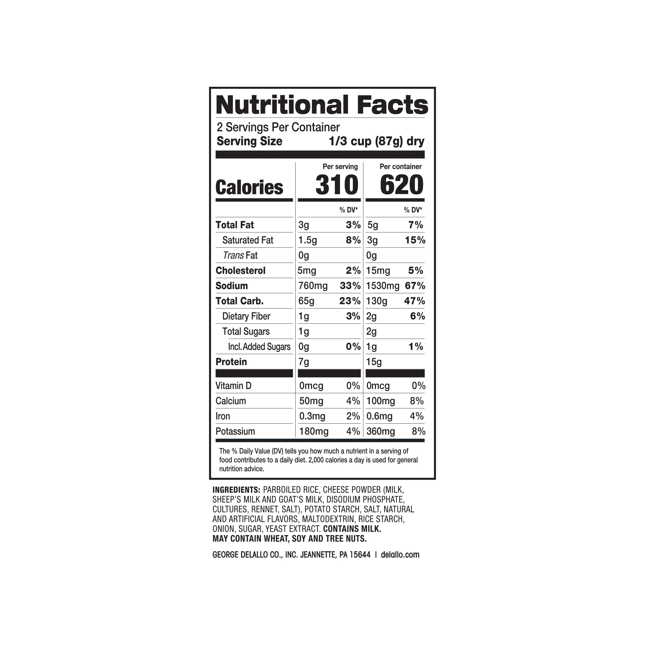 DeLallo Quick-Cook Cheese Risotto, Rice Mix, 6.2 oz Box, (3 Pack)