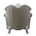 thumbnail image 3 of Benjara Traditional Leatherette Chair with Button Tufted and Carved Details-Gray, 3 of 5