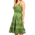 thumbnail image 3 of Sakkas Stonewashed Rayon Adjustable Spaghetti Straps Mid Length Dress - Green - S/M, 3 of 5