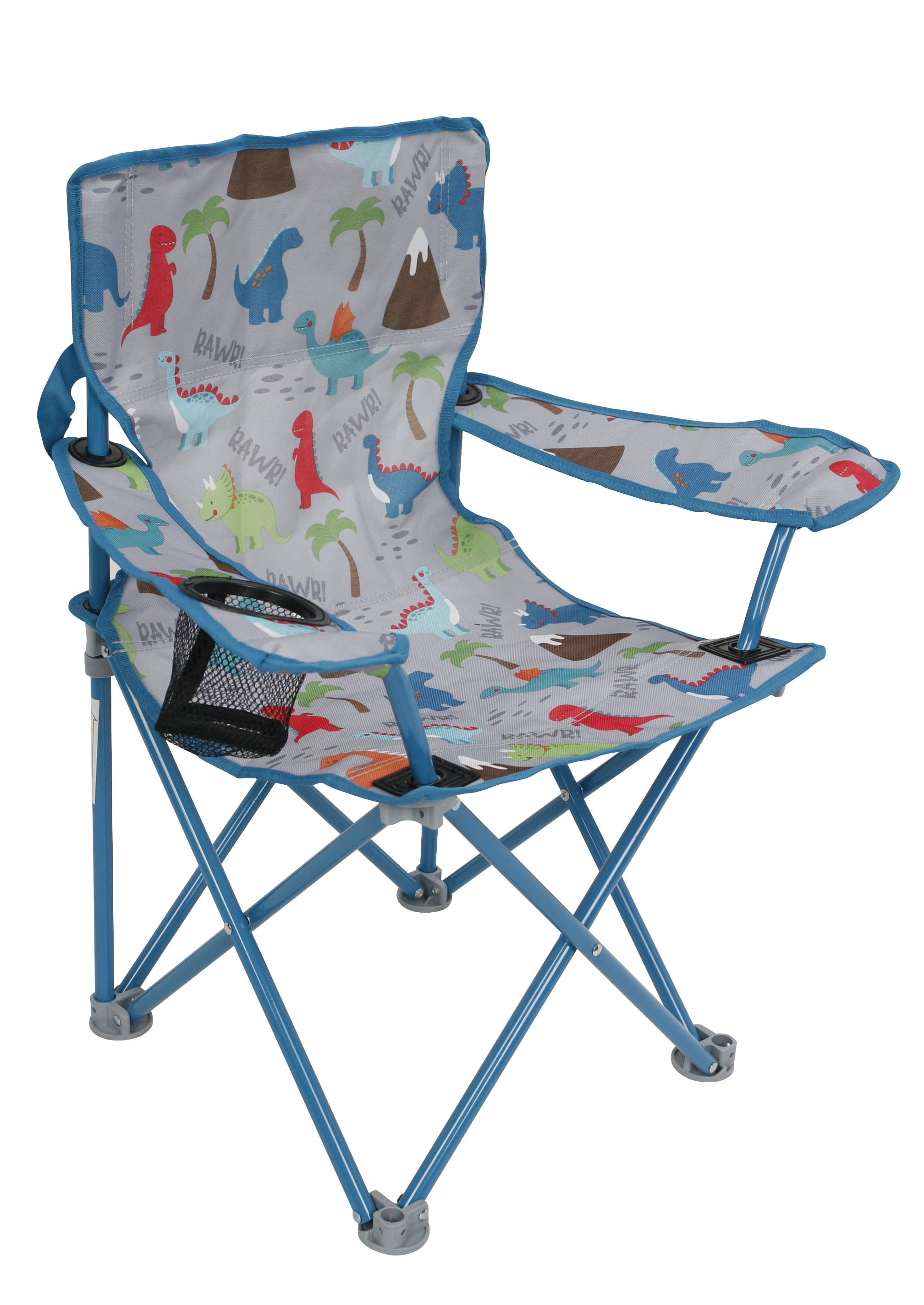 Crckt Folding Camp Chair for Kids with  Lock (125lb Capacity), Multi-Color Dino Print