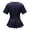 Navy, variant on Womens Summer Tops Clear Round Collar Solid Color Short Sleeve Women'-shirt Lace Desire Casual T-shirt Top