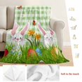 thumbnail image 5 of Easter Bunny Blanket Soft Cozy Warm Throw Blanket for Couch, Plush Fuzzy Flannel Fleece Blankets for Sofa, Spring Easter Eggs Floral Sage Green Plaid Bed Blankets Lightweight Gifts for Women, 40"x60", 5 of 9