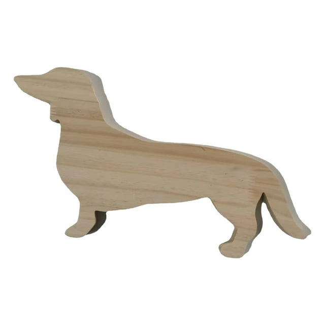 Transemion Wood Dinner Plate With Dachshund Stylish And Functional Tableware Multipurpose burlywood 1Set