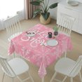thumbnail image 6 of Pink Christmas Table Cloth Waterproof Tablecloths, Winter Xmas White Snowflakes Texture Tablecloth Dining Table Cover for Kitchen Party Tabletop Outdoor, Square Tablecloth 54x54 Inch, 6 of 9