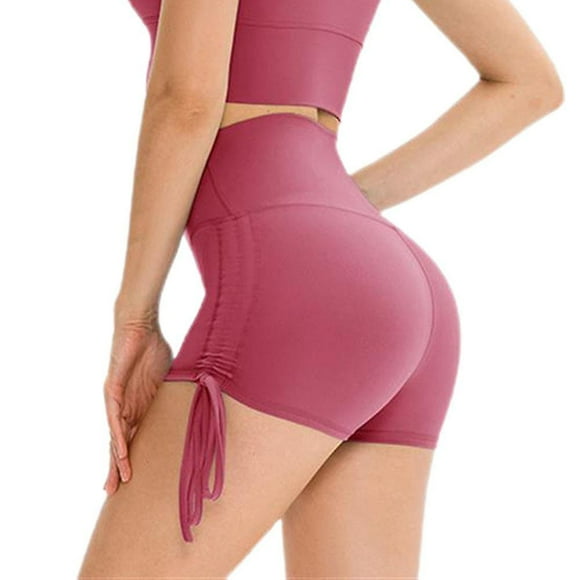 Women Yoga Shorts Pants Leggings Side Drawstring Sports Joggers