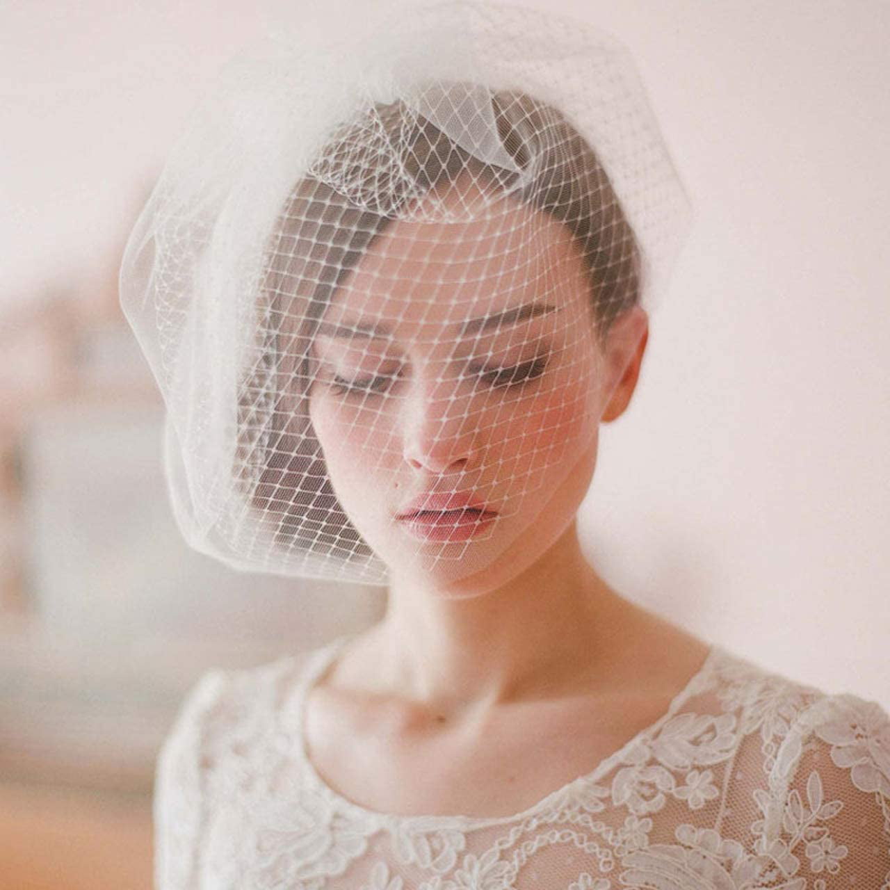 Mini Birdcage Veil with Dots (or Plain) - Style #217 White / Dots