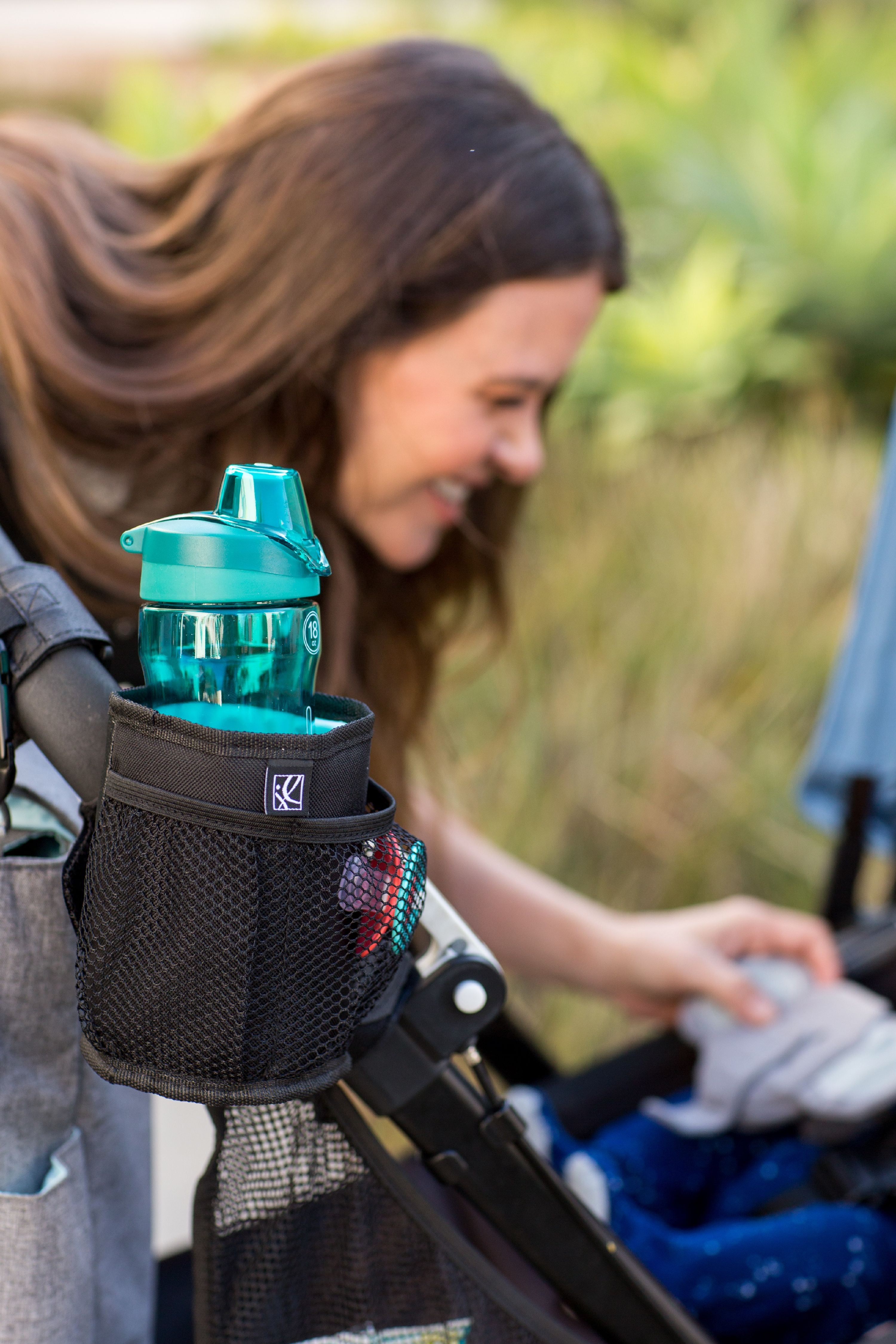 J.L. Childress Cup 'N Stuff Stroller Cup & Phone Holder - Accessories for Baby Strollers, Wheelchairs - Grey Chevron