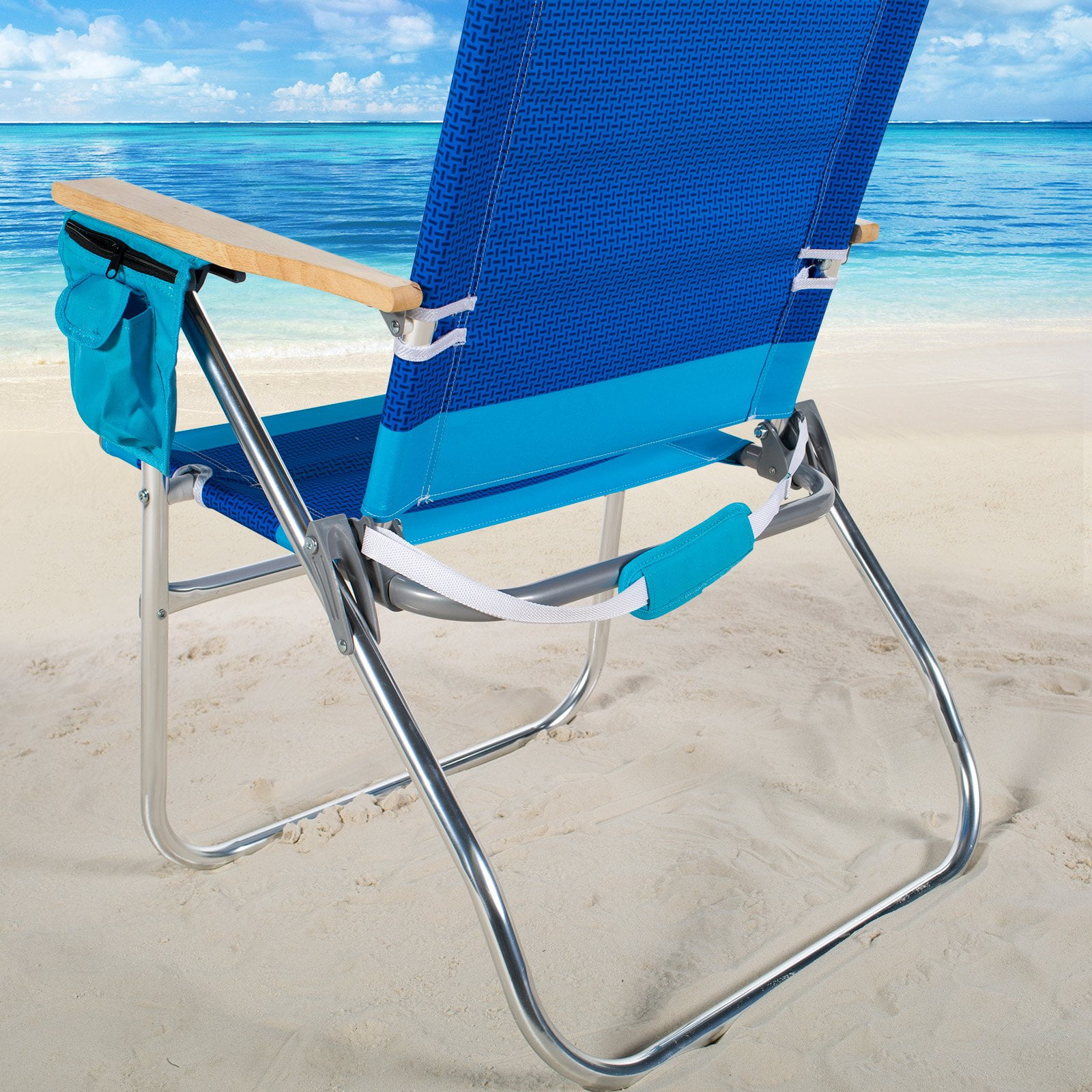 RIO Beach 4-Position Hi-Boy Backpack Beach Chair - Blue RIO Beach 4-Position Hi-Boy Backpack Beach Chair - Blue