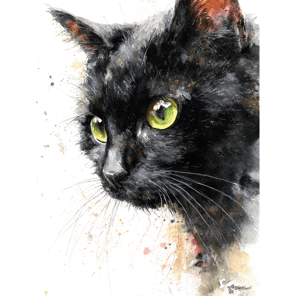 Black And White Cat Portrait Canvas Print Wall Art for Living Room Bedroom Office Apartment Decor