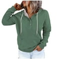 thumbnail image 1 of WEAIXIMIUNG Chandails en Molleton Graphiques pour Femmes Grande Taille Automne et Hiver Style de Rue à la Mode Couleur Unie Col à Boutons Poche Cordon de Serrage Chandail à Capuchon de Sport Décontracté, 1 of 6