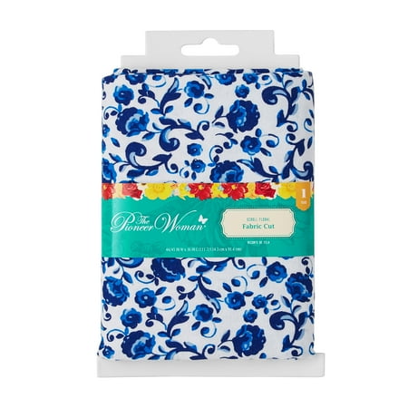 The Pioneer Woman 44" x 1 Yard Cotton Scroll Floral Fabric Precut, Blue