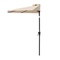 thumbnail image 1 of FLAME&SHADE 9 ft Half Round Outdoor Market Patio Table Umbrella with Tilt for Wall Balcony, Beige, 1 of 7
