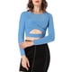 thumbnail image 1 of INSPIRAR CHIC Blusa de Brillo para Mujer con Torcido, Ajustada, de Manga Larga, con Corte para Fiesta, Cortas y Brillantes, Talla L, Azul Cielo, 1 of 8