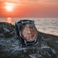thumbnail image 2 of Reloj de pulsera para hombre, esfera redonda, banda ancha, moderno reloj de pulsera de cuero para novio Azul, 2 of 9
