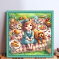 thumbnail image 2 of (1) Hilo Algodón Ecológico Bordado 11CT Impresión 3 Hebras 40 * 40 Cm Kit Serie Personajes Punto Cruz para Niña Yendo Picnic, 2 of 9