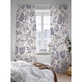thumbnail image 3 of Farmhouse Purple Floral Sheer Curtains 2 Panels Set Linen Boho Flower Rustic Country Lihgt Filtering Rod Pocket Voile Drape, Semi Sheer Window Curtains for Bedroom Living Room, 52"x84", 3 of 5