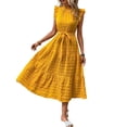 thumbnail image 3 of Women Summer Casual Midi Maxi Dresses Short Sleeve Yellow S, 3 of 9