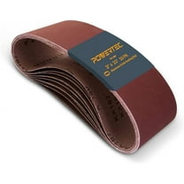 POWERTEC 10PK 3 x 21 Inch Sanding Belts, 100 Grit Aluminum Oxide Belt Sander Sanding Belt for Portable Belt Sander, Wood & Paint Sanding, Metal Polishing (110440)
