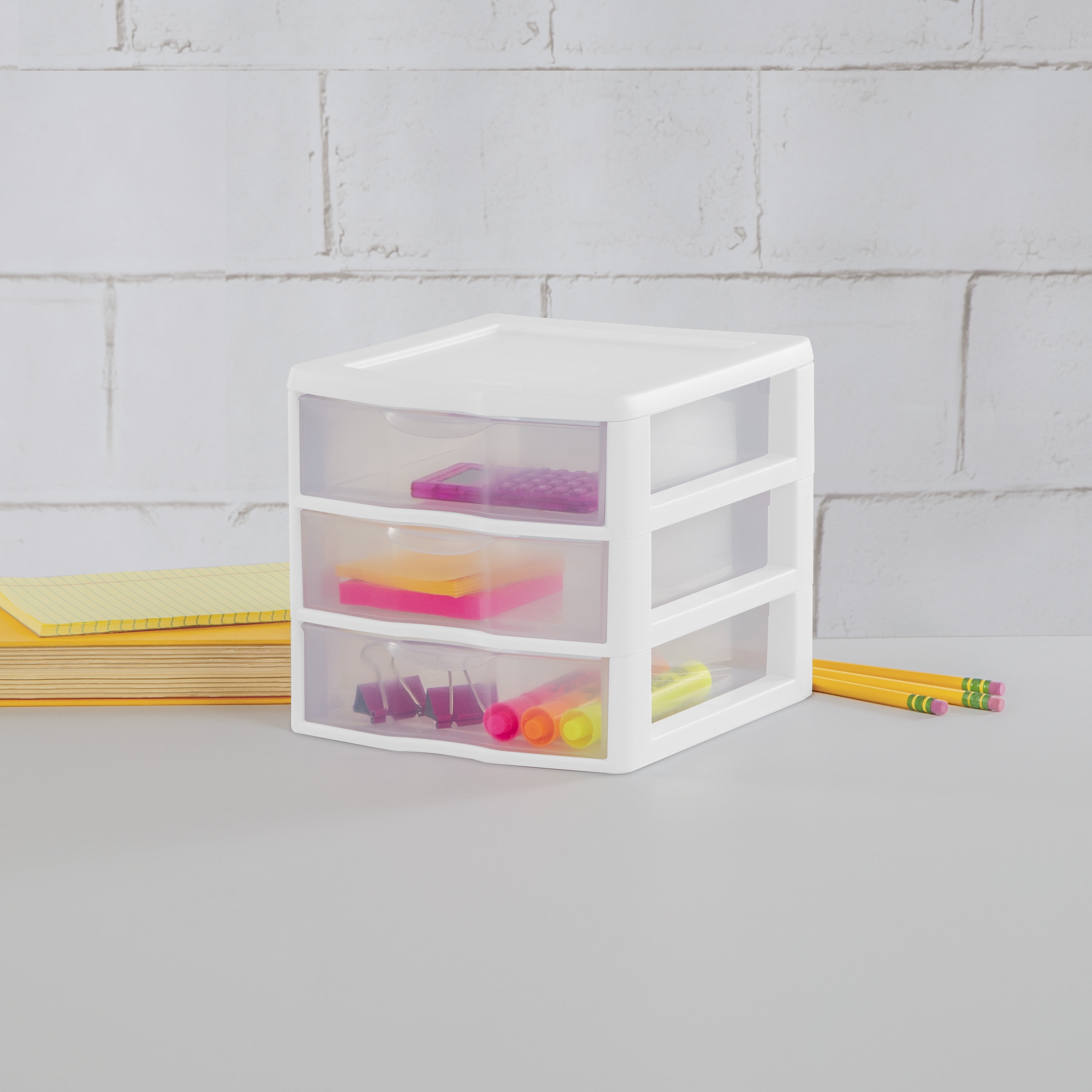 Plastic Storage Box with 3/9 Mini Clear Drawers Desktop Small