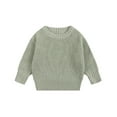 thumbnail image 4 of FAOWME Kids Girls Boys Sweater Crew Neck Long Sleeve Solid Color Knitted Warm Soft Fashion Top For Autumn Winter Daily Wear,Army Green,18-24 Months, 4 of 4