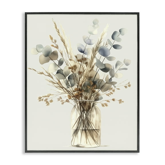 Stupell Industries Opaque Eucalyptus Bouquet Plants & Flowers Painting Black Framed Art Print Wall Art, 11 x 14