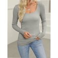 thumbnail image 5 of Long Sleeve Shirts for Women Fall Outfits Knit Tops Scoop Neck Slim Fit Basic Tee, 5 of 6