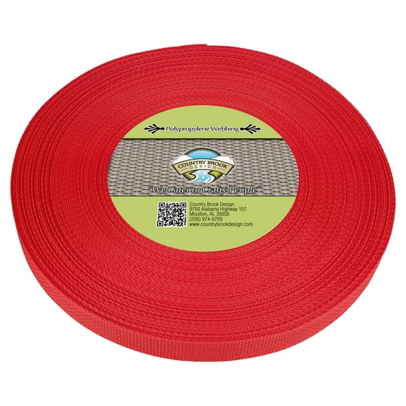 Country Brook Design - 3/4 Inch Red Polypropylene (Polypro) Webbing, 25 Yards