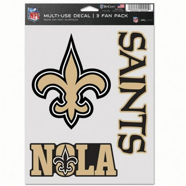 Wincraft NFL Décalcomanie des Saints de la Nouvelle-Orléans Multi-Usage - Lot de 3