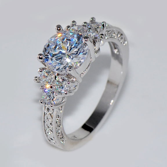 Naierhg Luxury Cubic Zirconia Inlaid Women Engagement Wedding Party Ring Jewelry Gift