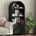 thumbnail image 4 of IDEALSOUL Arched Kitchen Pantry Cabinet, 70-inch Arched Cabinet, Open Shelf Storage Cabinet with 2 Doors and 5 Shelves(Black), 4 of 13