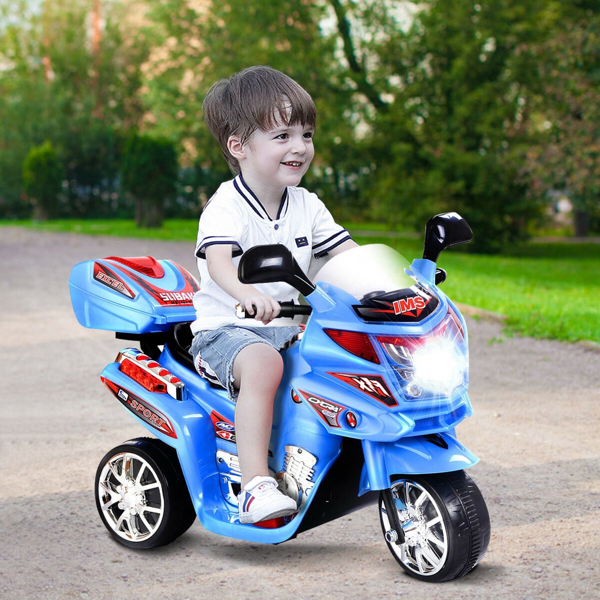 Costway Kids Ride On Motorcycle 3 Wheel 6v Battery Powered Electric Toy Power Bicycle Blue
