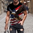 thumbnail image 2 of JURANMO Men's Summer Short Sleeve Tees Tops Fashion Eagle Graphic Print Patriotic Shirts Summer Casual Muscle Fit Blouses Multicolor XXXL Back to College Sale, 2 of 6