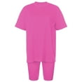 thumbnail image 3 of Grianlook Womens 2 Piece Summer Outfits Short Sleeve Letter Print T-Shirt Bike Shorts Pants Jumpsuits Tracksuit Set, 3 of 4