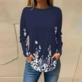 thumbnail image 2 of Enjoytime Long Sleeve Tops for Women Floral Printed Shirts Crewneck Loose Fit Comfy Tunic Blouses Fall Winter Clothes, 2 of 5