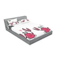 thumbnail image 2 of Ambesonne Saying Fitted Sheet & Pillow Sham Set, Funky Crab Couple and Heart, Full, Magenta Pale Pink Black, 2 of 2