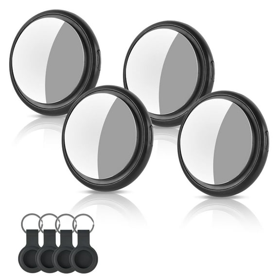 4PCS Air Tracker Tag, Item Finder Bluetooth Smart Tracker Tags Works with Find My App (iOS Only), Tracker for Keys, Luggage, Bags, Wallets, Pet, Gifts (Black, with Silicone Cases)