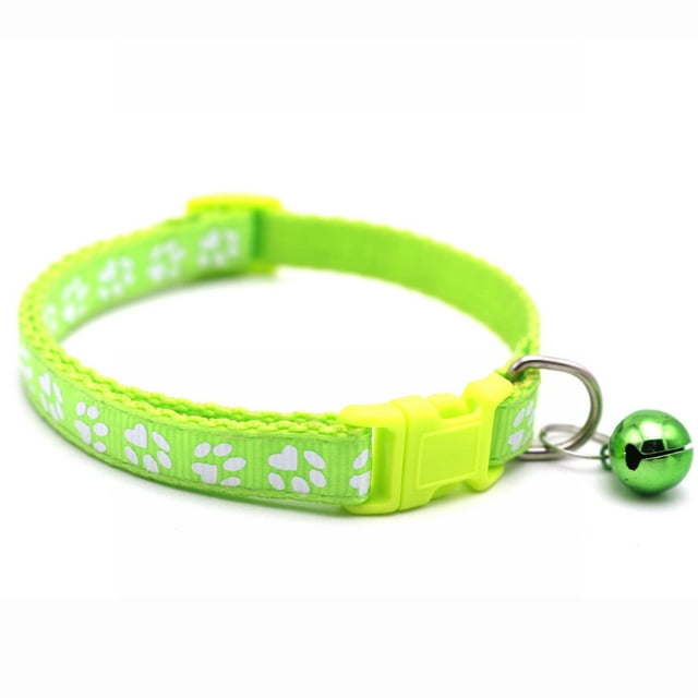 Collier pour Animal Mignon Réfléchissant à Boucle Ajustable Collier Confortable pour Chien Chat avec Clochette Vert Fluorescent