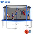 thumbnail image 1 of Kacho Trampoline 14FT, 1400LBS Trampoline for Adults Kids, No Gap Desgin Trampoline with Enclosure Net, Basketball Hoop, Ball, Ladder, Outdoor Backyard Trampoline, No Gap Design, Blue, 1 of 7
