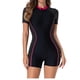 thumbnail image 1 of Traje de baño de una pieza para mujer, conjunto de bikini para mujer, traje de baño de cuerpo completo para mujer, shorts de manga corta con bloques de color, traje de surf y buceo conservador con cre, 1 of 7