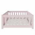 thumbnail image 7 of Bellemave Twin Size Floor Beds with Door, Wood Montessori Bed with Fence Railings & Support Slats, No Box Spring Needed (Pink), 7 of 7