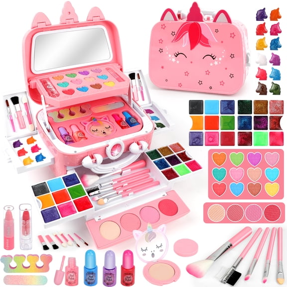 Feibely Kids Makeup Kit Toys for Girls , Washable Makeup Kit for Kids, Princess Toy Birthday Gifts for Girl Ages 3-12
