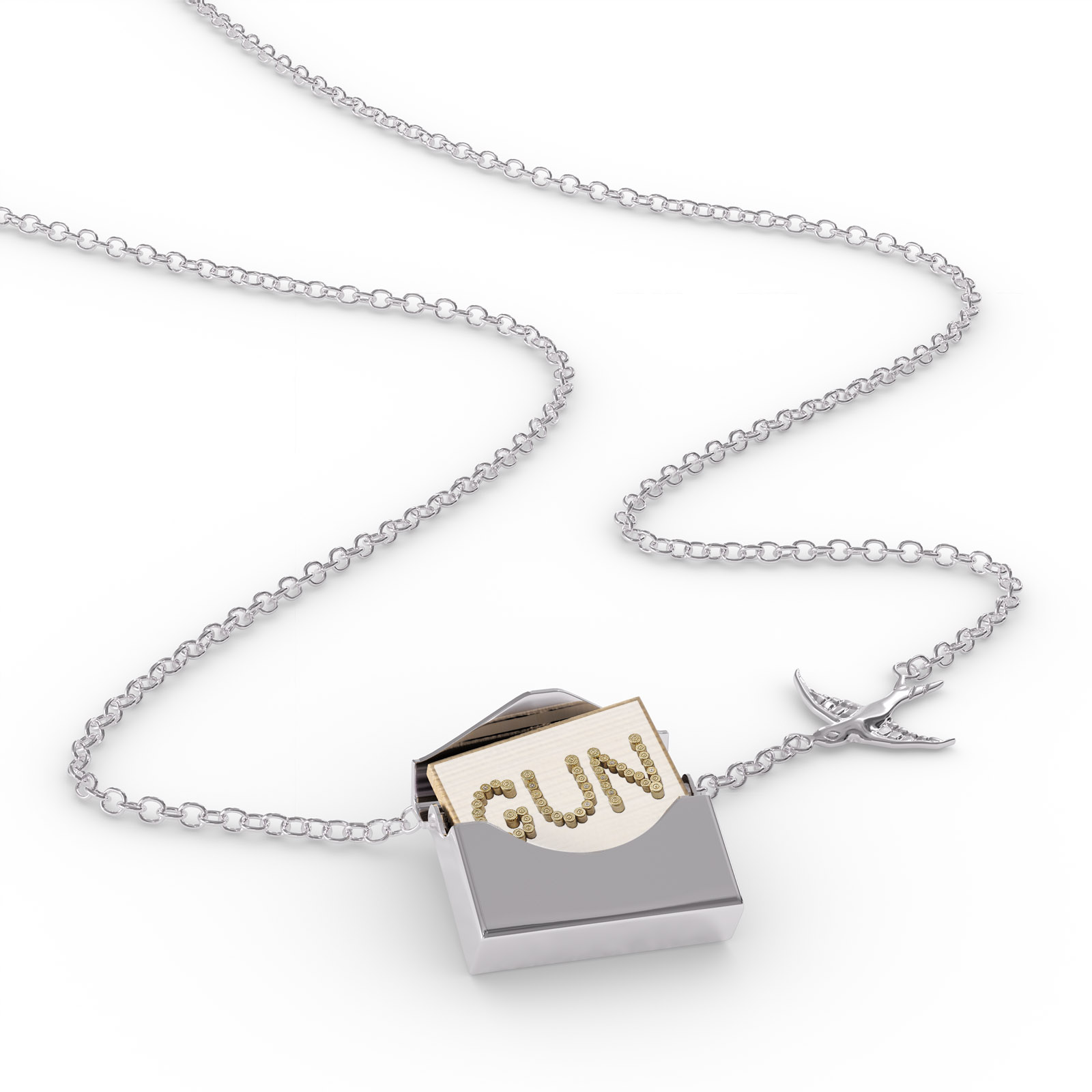 Locket Necklace Gun Gun Bullet Shells 
